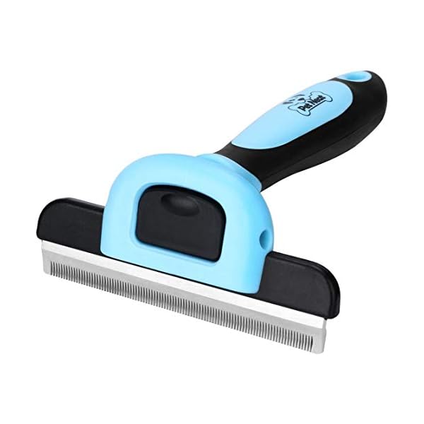 Pet Grooming Brush Effectively Reduces Shedding by Up to 95% Professional Deshedding Tool for Dogs and Cats (Blue)