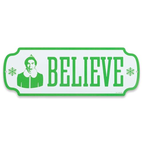 Elf Movie Believe Metal Wall Decor - Festive Elf Sign for Holiday or Christmas Decor