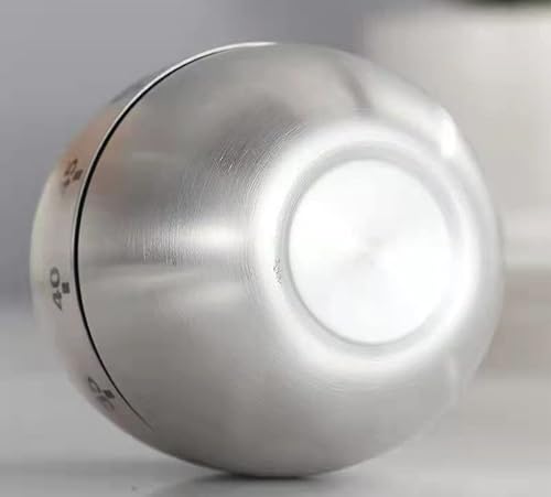 Egg Timer Stainless Steel Mechanical Rotating Alarm 60 Minutes Count Down Timer For Cooking Learning Egg Kitchen Timer（Silver，Egg Shape） #TOP3