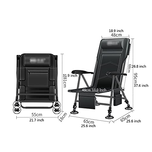 Portable Beach Chair Vissen Stoel Multifunctionele Wilde vouwende fauteuil met kussen for reizen Camping Beach All-Terrain Chaise Lounge Seat Folding Chairs (Color : Gray with fishing chair bag) - Image 3