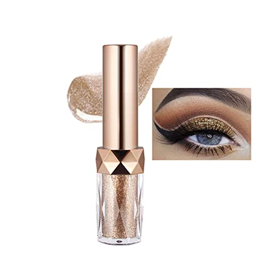 Aaiffey Liquid Glitter Eye Shadow Colored Shimmer Eyeshadow Lazy Pearlescent Monochromatic Liquid Metallic Sequin Eye Makeup European And American Style (05# Champagne) #TOP8