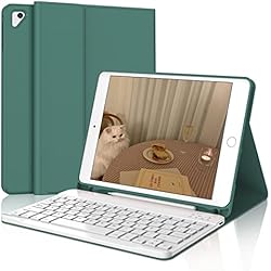Teclado Ipad 2017 IVEOPPE Funda iPad Pro 9.7 de 6 Generación - Teclado Español Ñ Bluetooth Wireless y Desmontable para iPad 2018, iPad 5 Gen 2017, iPad Air 2, iPad Air 1 - Verde Oscuro