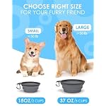 Collapsible Dog Bowls with Bottle Carrier, 2 Pack Travel Dog Water Bowl Upgraded Carabiner, One-piece Molded Rim No Fall Off or Crack, Foldable Silicone Portable for Pets Walking Hiking 15oz - Image 5