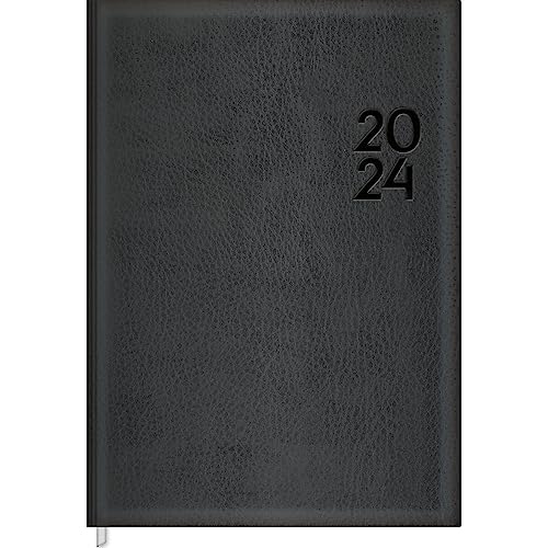 Tilibra - Agenda Executiva Costurada Diária 13,4 x 19,2 cm Torino 2024 - Capa Preta