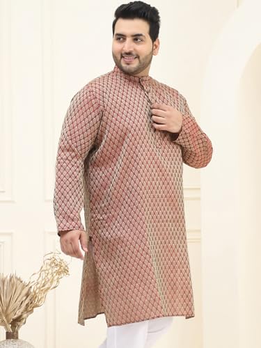 Image of SOJANYA Plus (Since 1958) Men's Cotton Linen Foil Printed Only Long Kurta