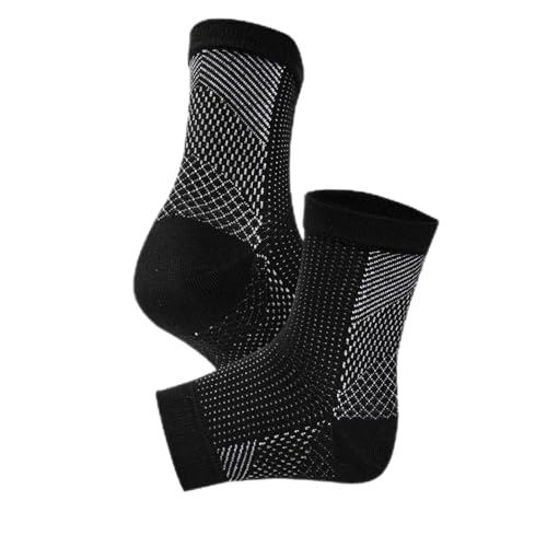 Meia de Compressão Esportiva, Malha Respirável, Suporte para Tornozelo, Branco (BR, Alfa, G, Preto)