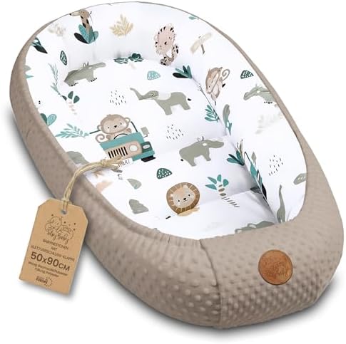 Nestchen Baby - Babynestchen Neugeborene Minky Babynest für Kinderbett Vielseitiges tragbar Nest kuschelnest zubehör für babybett warm Winter coccon Afrika Khaki