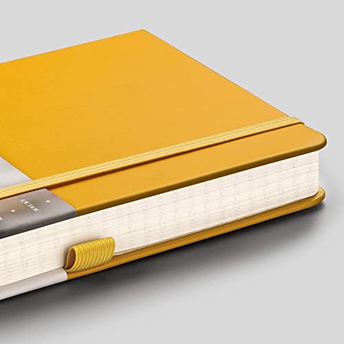 Emshoi Graph Paper Notebook - 256 Pages A5 Graph Notebook/Journal, Square Grid Notebooks For Work, 120Gsm Thick Paper, Executive Hardcover Leather, Inner Pocket, Pen Loop 5.75'' × 8.38''-Yellow #TOP2