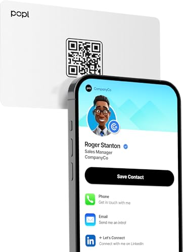 Popl Smart NFC Business Card - Sleek Modern Digital Business Card w/Instant App-Free Sharing -...
