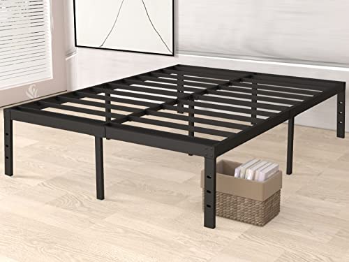 Goltriever King Platform Bed, 18 Inch High Heavy Duty Metal Frame, 4000Lbs Non-Slip Steel Slats Support Bed Frame With Storage, No Box Spring Needed, Easy Assembly, Black #TOP2