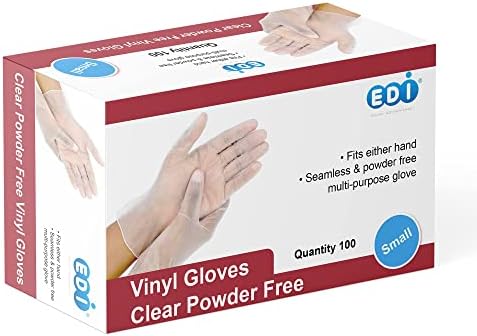 EDI Disposable Vinyl Gloves (Clear) - Powder-Free, Latex-Free