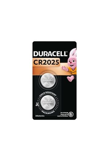 Duracell CR2025 Lithium Coin Battery, Pack of 2, Specialty Devices, Child Resistant Packaging, Electronic car Keys, Scale