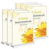 Lanswood 6 Stück Aufsteller A4, Preisschilder Aufsteller Tischaufsteller A4, Acryl Ständer Prospektständer Geeignet für Büro-Schule Familienrestaurant Messen (21 x 29,7cm)