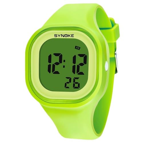 Montre numérique femme verte 34mm lisible avec jour date et chrono