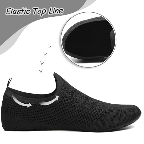 SAGUARO Hausschuhe Damen Herren Hüttenschuhe Atmungsaktiv Leicht Pantoffeln Rutschfest Bequem Schlappen Home Flache Geschlossene Slippers, Schwarz 42/43EU