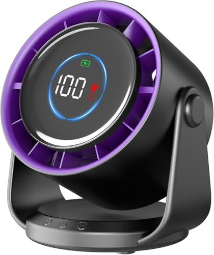 Image of DOCOSS Rechargeable Desk Fan,Small Portable Table Fan for Office and home, No Plug-in with Digital Display,4000mAh Battery, 105 Adjustable Tilt