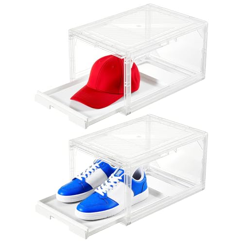 Tangyinus 2 Pack Clear Shoe Boxes - Stackable Sneaker