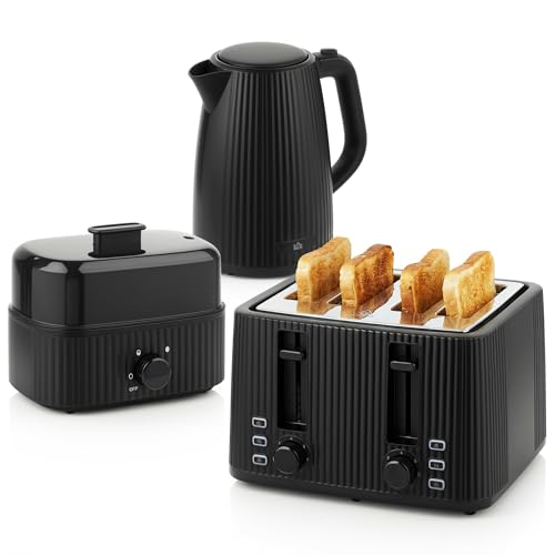 HOMCOM Wasserkocher Toaster Eierkocher Set 1,7L 2200W Edelstahl...