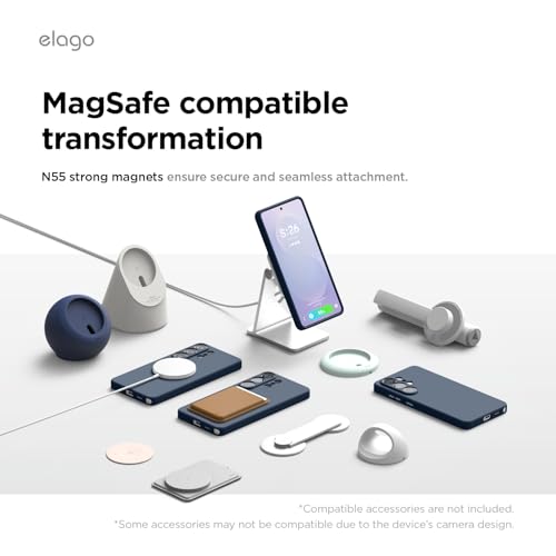 Image of elago Magnetic Silicone Case Compatible with Samsung Galaxy S26 Ultra Case, Compatible with MagSafe Accessories, Protective Cover, Shockproof, Slim, Anti-Scratch Soft Microfiber Lining (Jean Indigo)