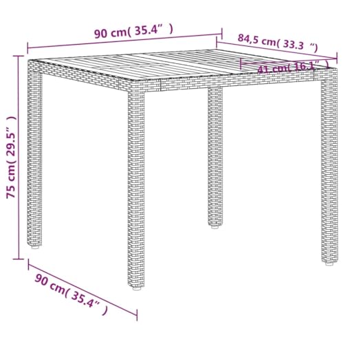 Table de jardin résine tressée beige résistante pour repas de terrasse