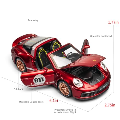 Auto a escala 1:32 modelo 911 Targa 4S rojo miniatura 5