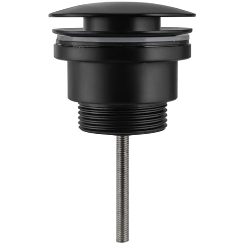 VALAZ Bouchon Universel Compatible avec lavabo et Bidet avec ou sans trop-Plein Noir Mat bonde Click Clack, Pop-Up