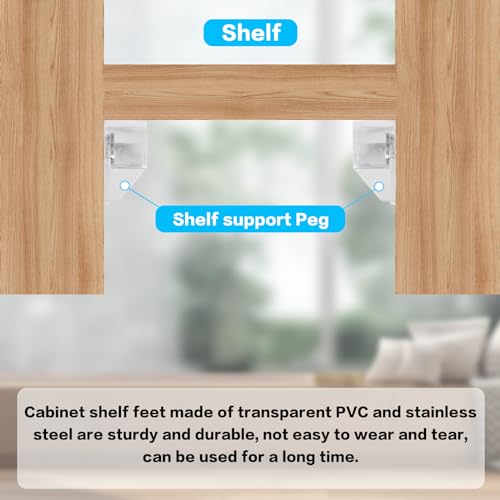 Regalbodenträger, 5mm Bodenträger Einlegeboden Halter, transparent Kunststoff Regalboden Stifte für Möbel Bücherregale Schränke Holz Glas-Böden Regal Halter Pegs Pins (20, transparent)