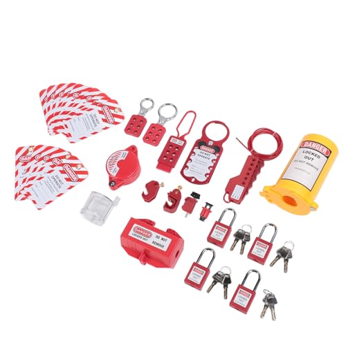 Circuit Breaker Locks Set, Multipurpose Easy Operation Safety Padlocks Lockout Tagout Kit with Keys for Electrical Application