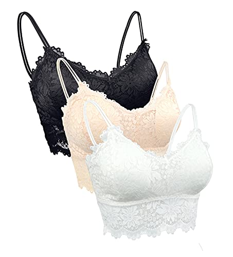 Visyaa Blumen Spitzen BH Bralette Elegant V Ausschnitt Lace Bustier Gepolstert Unterwäsche für Damen Mädchen Cover