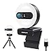 Produktbild Campark 2K Ringlicht Webcam Streaming mit Mikrofon, Autofokus QHD Automatischer Lichtkorrektur Webkamera Plug und Play mit Abdeckung und Stativ Computerkamera für Windows Mac und Android
