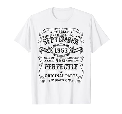 Hecho En 1953 71 Años Cumpleaños Hombre Septiembre 1953 Camiseta