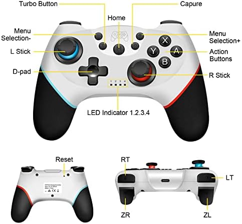 [2024 New Version] Switch Controller, Wireless Pro Controller Switch Lite, Switch Remote Controller Gamepad Joystick, Turbo and Dual Vibration (White) - Game Boy Advance - 2