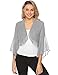 Aibrou Mujer Ruffle Manga Chiffon Bolero Shrug Frente Abrir Bolero Cardigan Camiseta...