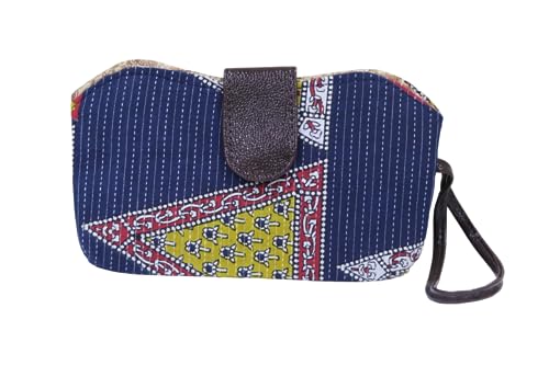 Image of P S Traders Online Women's Traditional Printedikkat Cotton 5 Pieces Combo Bag - Navy Blue