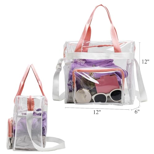 12x6x12 Stadium Bag - Clear Tote with Shoulder Strap, Stadium Approved for Concert, Work, Gym2