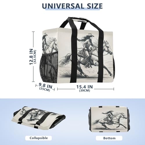 Vintage Cowgirl Large Beach Bag Waterproof Beach Tote Bags for Women Travel Gym Pool3