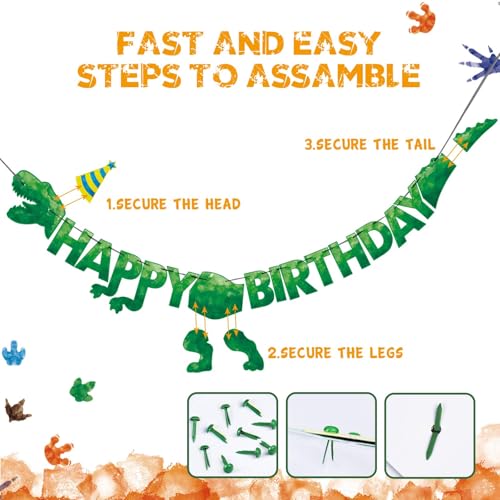 Watercolor Dinosaur Party Supplies - Dino Theme Birthday Party Decoration for Boys Birthday Banner Balloons Plates Cups Napkins Cutlery Bag Table Cover Tableware Utensils Serves 16 Guests 153 PCS - Thumbnail 6