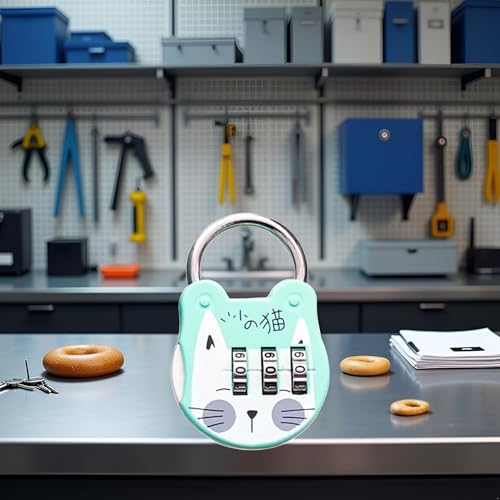 Image of Green 3 Digit Combination Padlock Hard Stainless Steel High Strength Luggage Suitcase Locker Room Padlocks Number Password Lock Combination Locks for Dorm Drawer Safe Lock Padlocks and Hasps