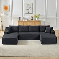 Sweiko Canapé Modulable en U sans Cadre en Velours Côtelé avec Porte-Gobelets, Canapé Nuage Profond avec Poche