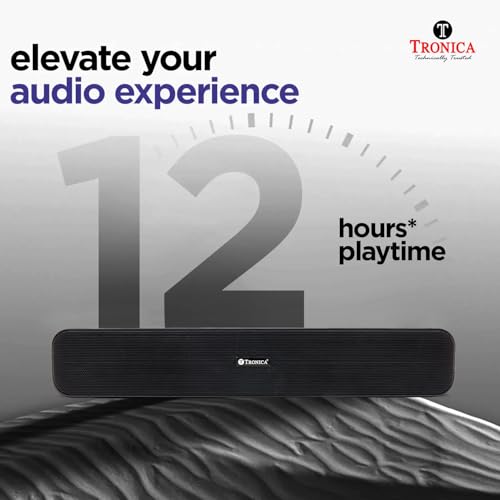 Image of TRONICA PowerBar 20W Bluetooth Soundbar (v5.3) | 2.0 Channel with 54mm Drivers, 2000mAh Battery, FM, TWS, AUX & USB | Pristine Sound (Platinum Black)