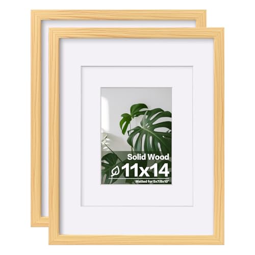 Egofine 11x14 Picture Frames Natural Wood 2 PCS Made of