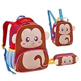 Kit Mochila De Creche Lancheira E Estojo Infantil ZOOP Macaco