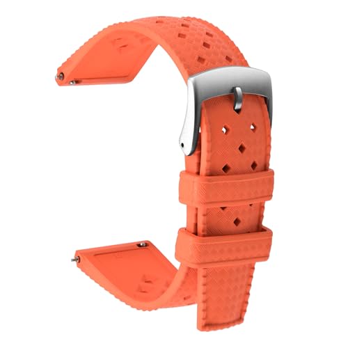 ULLCHRO Correas de Reloj 20mm 22mm Flúor Caucho Correa Reloj Inteligente Liberación Rápida Impermeable Repuesto Hombre Correas para Relojes con Hebilla de acero inoxidable (20mm, Naranja)