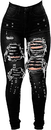 Maiyifu-GJ Women's Slim Fit High Waisted Jeans with Ripped Details - Stretchy and Comfortable Denim Trousers