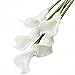 25" LARGE Handmade Real Touch Latex Calla Lilly artificial spring flowers for arrangements, bouquets, weddings, and centerpieces (Pack of 5) (Milky White)