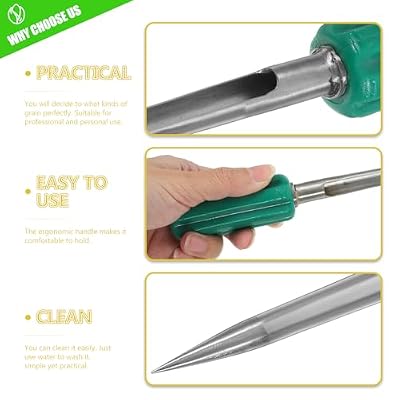 ULTECHNOVO Stainless Steel Soil Sampler Probe Portable 7.87 Inch Grain Powder Sampling Tool for Agricultural Soil Test and Seed Sampling