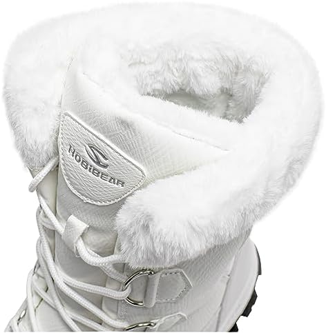HOBIBEAR Women's Snow Boots Anti-Slip Waterproof Outdoor Shoes Winter Snow Boots Warm Fur Lined Comfortable Shoes for Women（AW5778/White Size 7 Women | Image 2