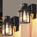 TITOSICHY Porch Lights with GFCI Outlet,Dusk to Dawn Motion Sensor Outdoor Lights,3 Light Modes Black Front Door Lights,Waterproof Outside Wall sconces for House Patio Garage (2 Pack)