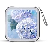 梅雨 紫陽花 あじさ CDケース DVDケース 大容量 ハンドル付き 40枚収納 Blu-rayケース ディスクケース CD/DVD収納バッグ 薄型 両面収納 ファスナー付