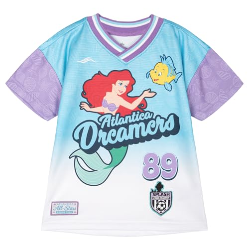 Disney The Little Mermaid Princess Ariel Toddler Girls Mesh Soccer Jersey Athletic T-Shirt Colorblock Blue/Purple 3T